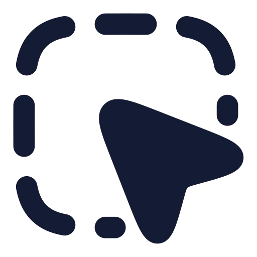 Square Dashed Mouse Pointer Icon in Solid Rounded style