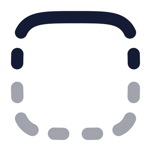 Square Dashed Top Solid Icon in Bulk Rounded style
