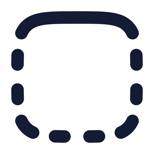 Square Dashed Top Solid Icon in Solid Rounded style