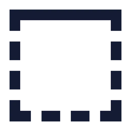 Square Dashed Top Solid Icon in Solid Sharp style