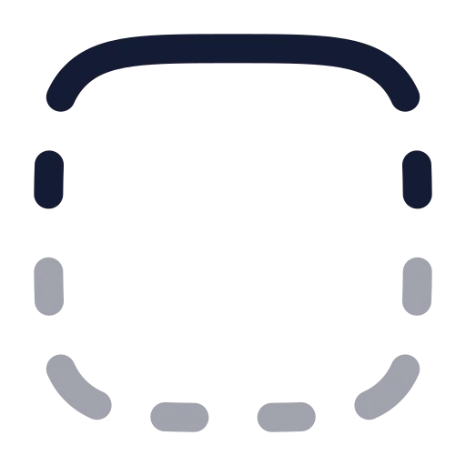 Square Dashed Top Solid Icon in Twotone Rounded style