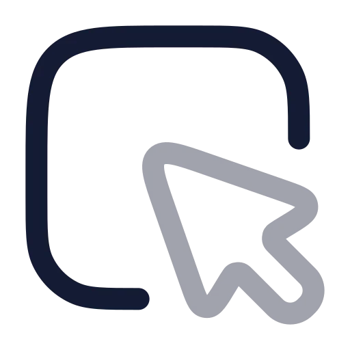 Square Mouse Pointer Icon in Twotone Rounded style