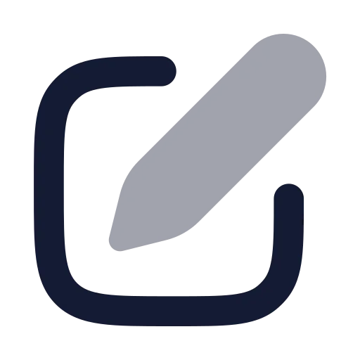 Square Pen Icon in Bulk Rounded style