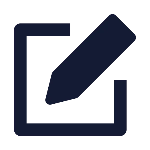 Square Pen Icon in Solid Sharp style