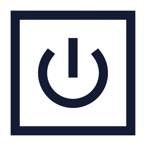 Square Power Icon in Stroke Sharp style