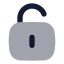 Squareunlock icon with bulk rounded style