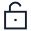 Squareunlock icon with stroke sharp style