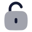 Squareunlock icon with bulk rounded style