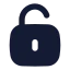 Squareunlock icon with solid rounded style