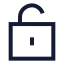 Squareunlock icon with stroke sharp style