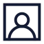 Squareuserround icon with stroke sharp style