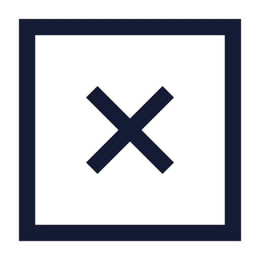 Square X Icon in Stroke Sharp style