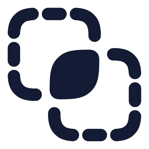 Squares Intersect Icon in Solid Rounded style