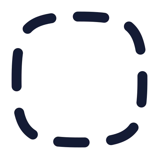 Squircle Dashed Icon in Stroke Sharp style