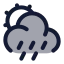 Suncloudangledrain icon with duotone rounded style