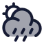 Suncloudangledrain icon with duotone standard style