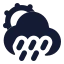 Suncloudangledrain icon with solid rounded style