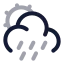 Suncloudangledrain icon with twotone rounded style