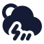 Suncloudangledrainzap icon with solid rounded style