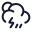 Suncloudangledrainzap icon with stroke rounded style