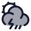 Suncloudangledrainzap icon with duotone rounded style