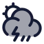 Suncloudangledrainzap icon with duotone standard style