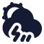 Suncloudangledrainzap icon with solid rounded style