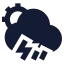 Suncloudangledrainzap icon with solid sharp style