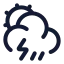 Suncloudangledrainzap icon with stroke rounded style