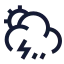 Suncloudangledrainzap icon with stroke sharp style