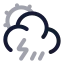 Suncloudangledrainzap icon with twotone rounded style