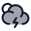 Suncloudangledzap icon with duotone rounded style