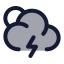 Suncloudangledzap icon with duotone standard style