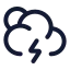 Suncloudangledzap icon with stroke rounded style
