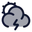 Suncloudangledzap icon with duotone rounded style