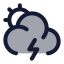 Suncloudangledzap icon with duotone standard style