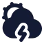 Suncloudangledzap icon with solid rounded style