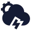 Suncloudangledzap icon with solid sharp style