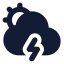 Suncloudangledzap icon with solid standard style
