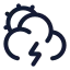 Suncloudangledzap icon with stroke rounded style