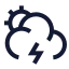 Suncloudangledzap icon with stroke sharp style