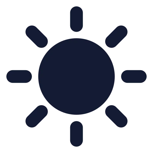 Sun Medium Icon in Solid Rounded style