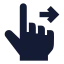 Swiperight icon with solid sharp style