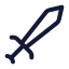 Sword icon with stroke rounded style