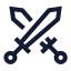 Sword icon with stroke sharp style