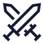 Swords icon with stroke sharp style