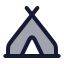 Tent icon with duotone rounded style