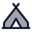 Tent icon with duotone standard style