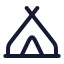 Tent icon with stroke rounded style