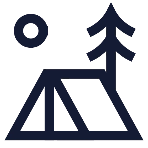 Tent Tree Icon in Stroke Sharp style